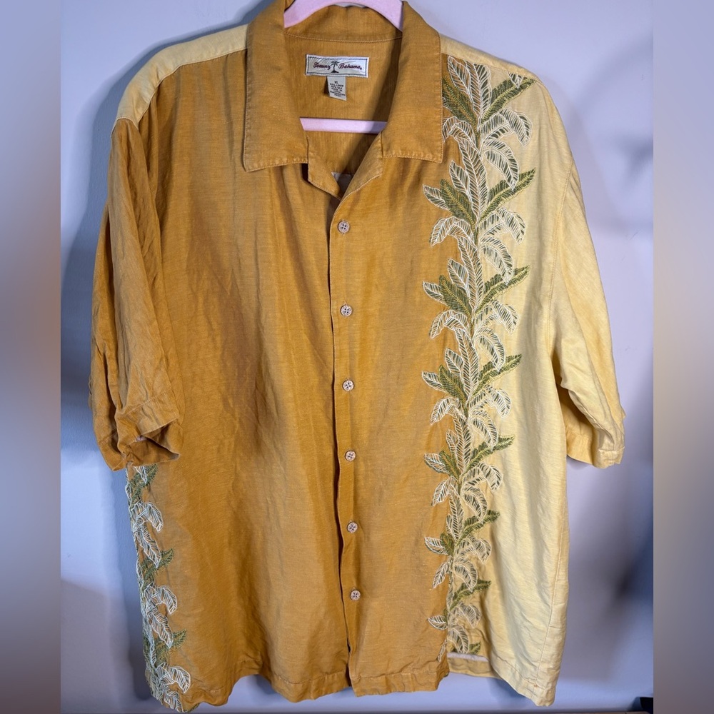Tommy Bahama Mustard Linen-Silk Blend Shirt Men’s XL‎